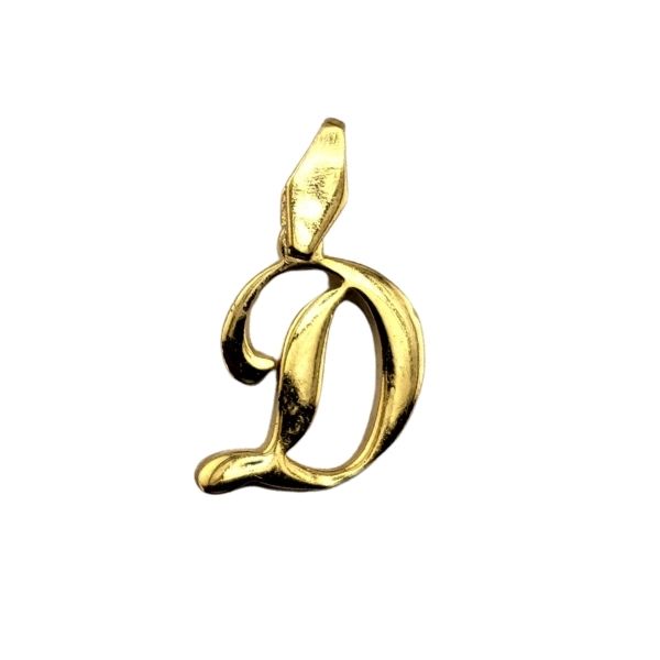 Bogstav D vedhæng blank guldbelagt 2,5 cm