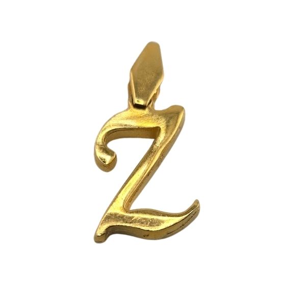 Bogstav Z vedhæng blank guldbelagt 2,5 cm